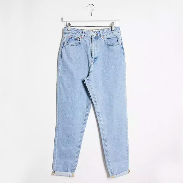 Nwt - Asos Design Ritson Original Mom Jeans In Vintage Midwash Blue - Size 28